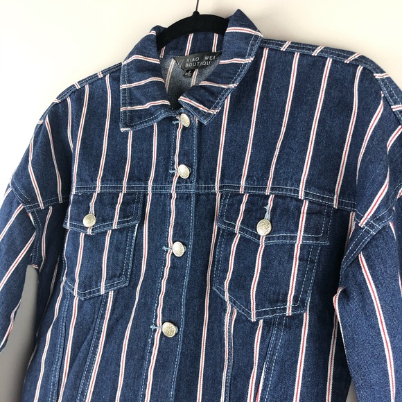Vintage Stripe Denim Jacket - Size Small - Picture 4 of 6